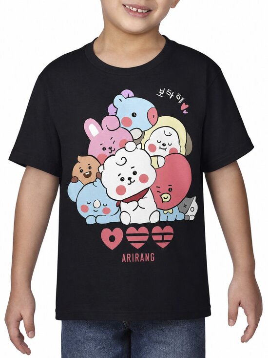 Teresa D Tops - K-Pop BTS Arirang T-Shirt, BT21 Cartoon Characters Black Youth T-Shirt